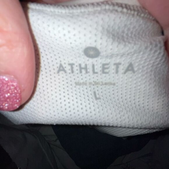 Athleta white v-neck reflective athletic short sleeve top large - Picture 6 of 7